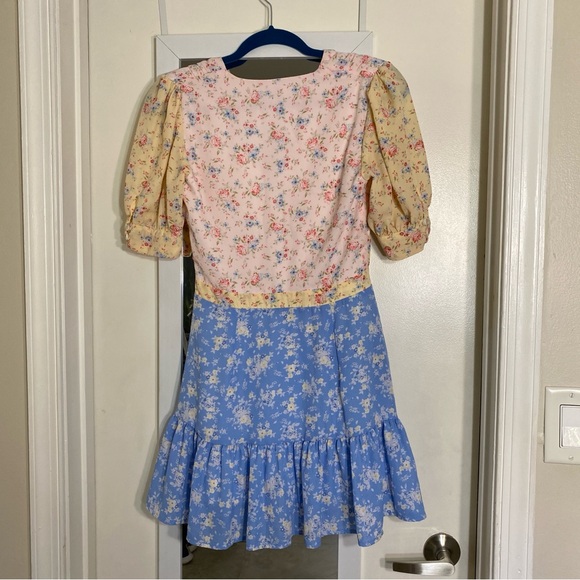 Jun & Ivy Patchwork Flower Silky Dress - Picture 12 of 16